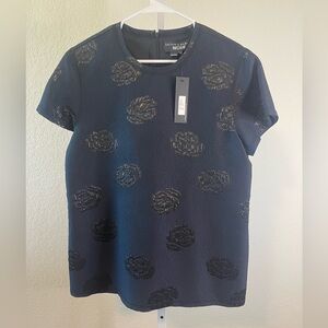 SACHIN & BABI BLACK TEXTURED TOP‎ SIZE LARGE NWT